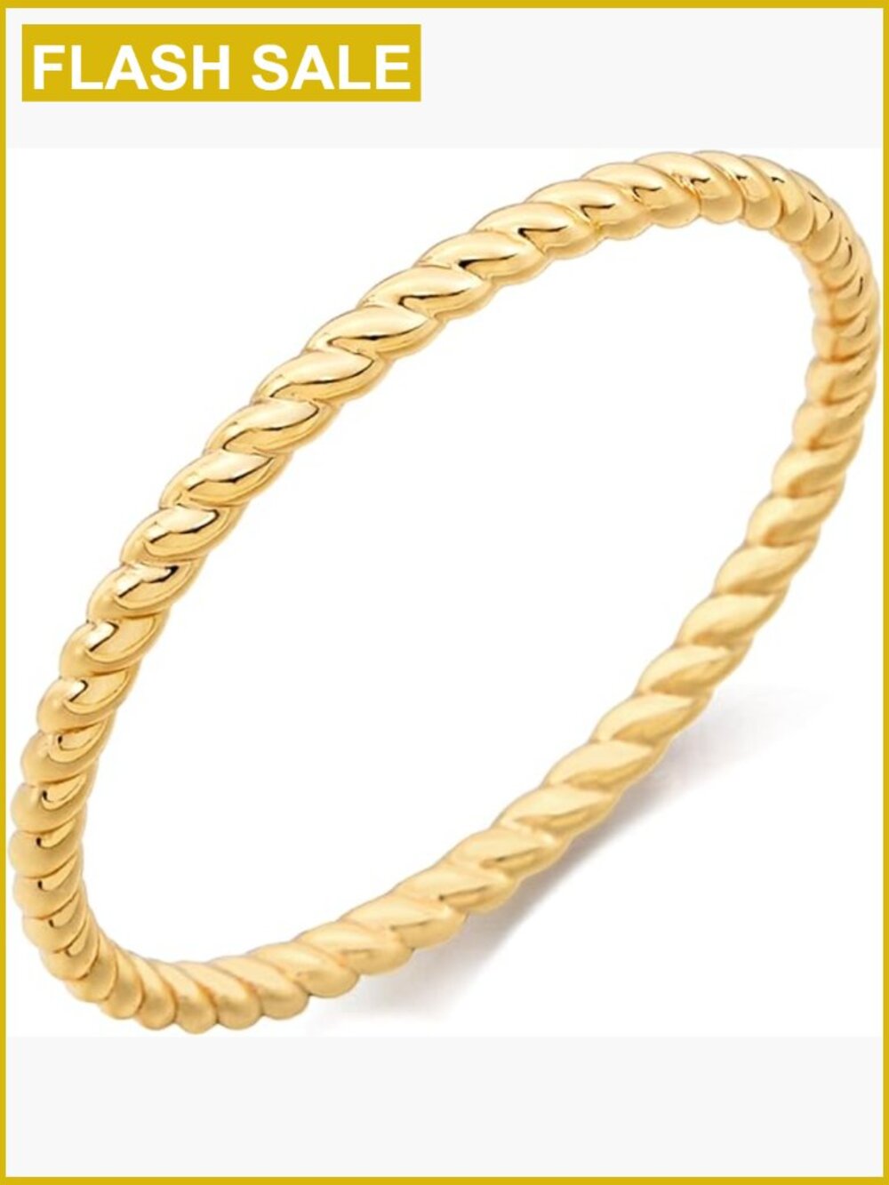 Stackable Gold Plated Ring Thin Twist Band - 18K Gold Layering Style Size 9